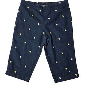 White Stag Women's Capri Pants Denim Floral Embroidered Size 16